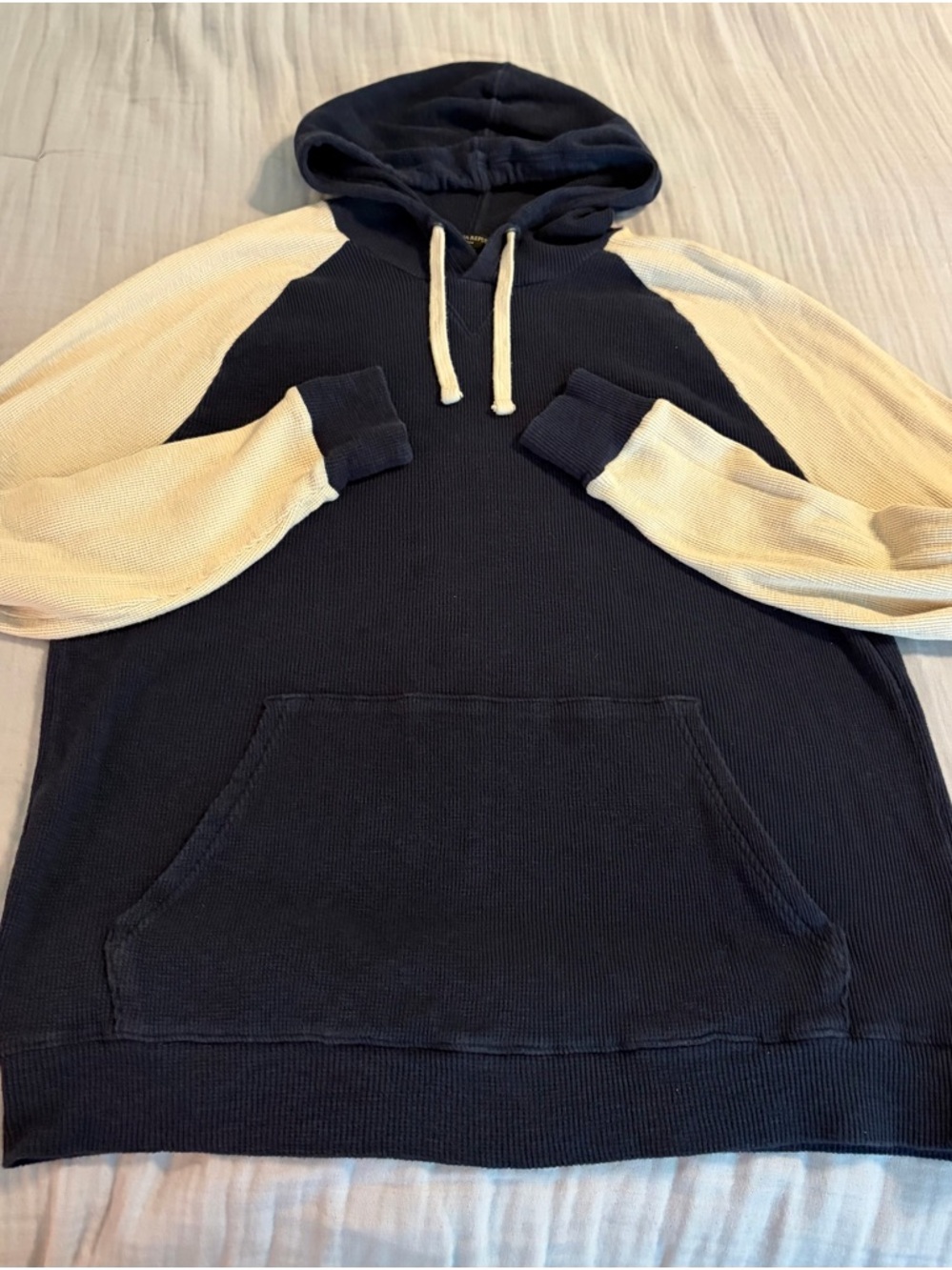 Banana Republic Men’s Navy and Cream Raglan Cotton Lightweight Hoodie Sz XL